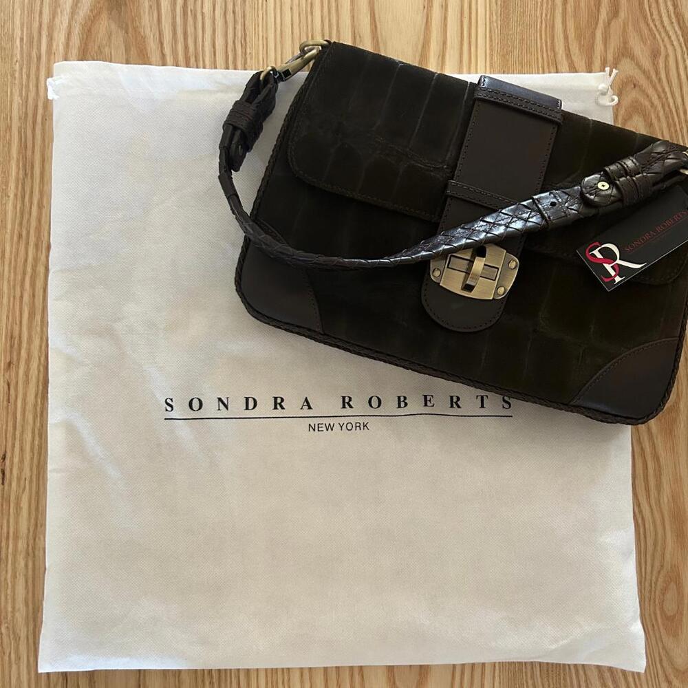 NWT Sondra Roberts New York Brown Leather Handbag